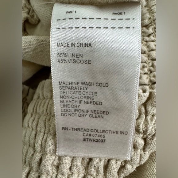 Women’s Ellen Tracy Linen Blend Smocked Ruffled Wide Leg Spring Summer Pants - Picture 6 of 6